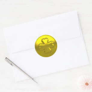 Goldene Luxus-Kleeblatt-Münze zum St. Patrick's Da Runder Aufkleber