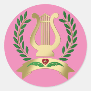 Goldene Lyre Runder Aufkleber