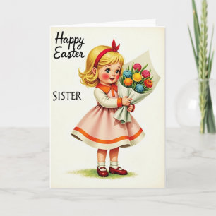 Goldene Mädchen-Blumen-Schwester-Karte Karte