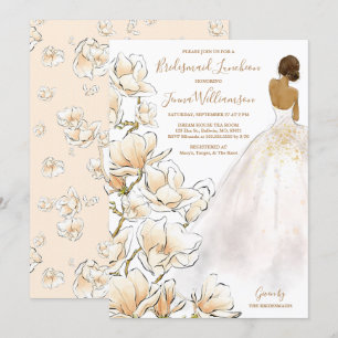  Goldene Magnolia Bridesmaid Einladung Luncheon
