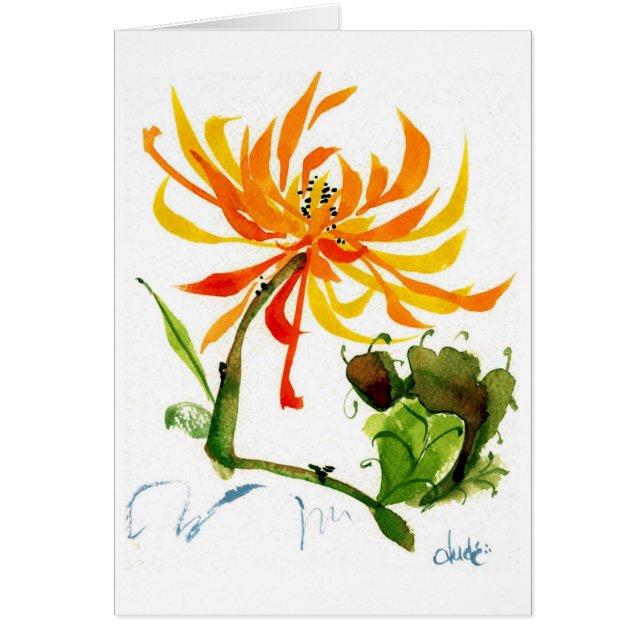Goldene Mama-Chinese-Bürsten-Aquarell-Karte (Vorne)