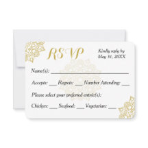 Goldene Mandala-Hochzeitseinladungskarte RSVP