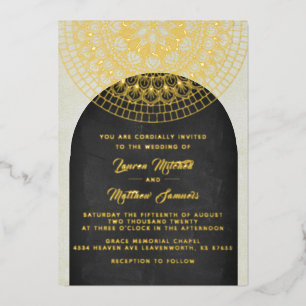 Goldene Mandala-Hochzeitsfolien-Einladung Folieneinladung