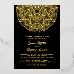 Goldene Mandala-Hochzeitsfolien-Einladung Folieneinladung