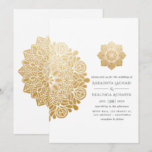 Goldene Mandala-Indische Hochzeit Einladung