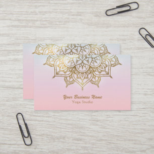 Goldene Mandala Rosa Pfirsich Chic Modernes Yoga-S Visitenkarte