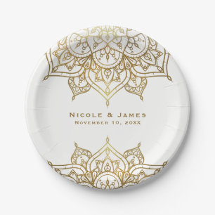 Goldene Mandala Weiße Chic Elegante Moderne Glamou Pappteller