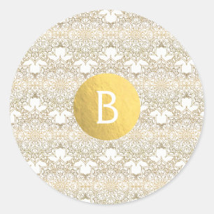 Goldene Mandala Weiße Moderne Elegante Hochzeitsgu Runder Aufkleber