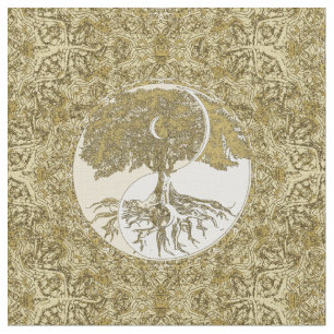 Goldene Mandala Yin Yang Stoff