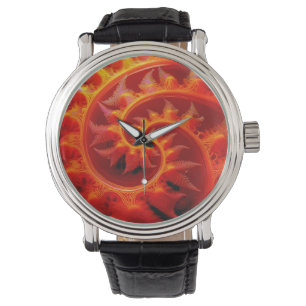 Goldene Mandelbrot-Menge mit Farnakzenten Armbanduhr