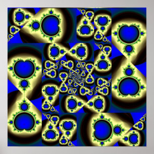 Goldene Mandelbrot-Mosaik-Abstrakt-Fraktal-Kunst Poster