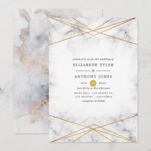 Goldene Marmor-Geometrie-Hochzeit Einladung