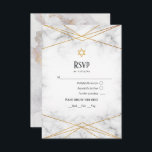 Goldene Marmorgeometrie Bat Mitzvah RSVP Karte<br><div class="desc">Bat mitzvah uAwg mit einer Marmorstruktur mit einem geometrischen Rahmen und einem Umkehl aus Goldfolie.</div>
