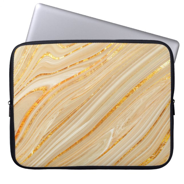Goldene Marmorstruktur Laptopschutzhülle (Vorderseite)