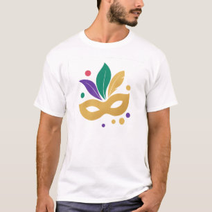 Goldene Maske & Federn — Elegantes Mardi Gras 2026 T-Shirt