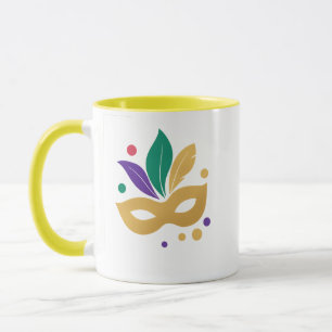 Goldene Maske & Federn — Elegantes Mardi Gras 2026 Tasse