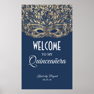 Goldene Maske in Quinceañera Willkommen Poster