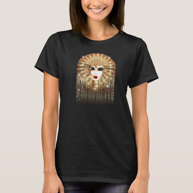 Goldene Maske Mardi Gras Party T - Shirt (Vorderseite)