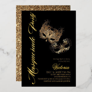 Goldene Maskenparty Folieneinladung
