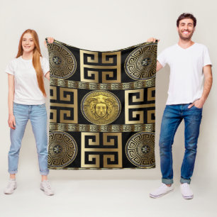 Goldene Medusa Geometrischer Griechischer Schlüsse Fleecedecke