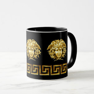 Goldene Medusa griechische Schlüssel Kaffeetasse