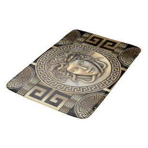 Goldene Medusa Griechischer Schlüssel Badematte