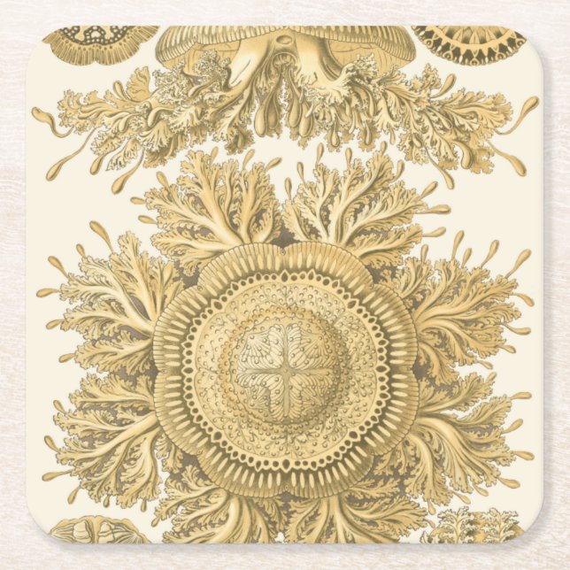 Goldene Meerestiere Rechteckiger Pappuntersetzer (Vorderseite)