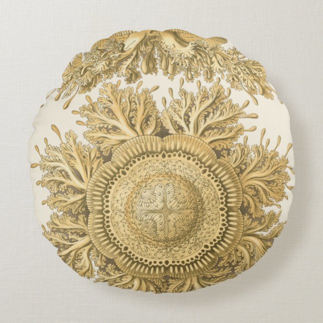Goldene Meerestiere Rundes Kissen (Vorderseite)