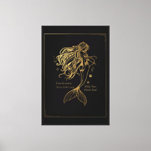 Goldene Meerjungfrau "Ocean Soul" Leinwandkunst Leinwanddruck