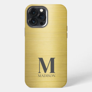 Goldene Metall Monogramm iPhone 13 Pro Max Hülle