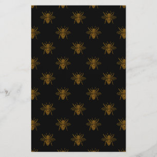 Goldene Metallfolien-Bienen auf Schwarz Flyer