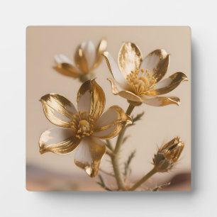 Goldene Metallische Blumen Luxuriöse Botanische El Fotoplatte