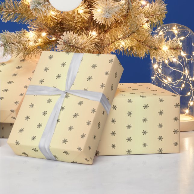 Goldene Metallische Feste Schneeflocke Weihnachten Geschenkpapier (Feiertage)