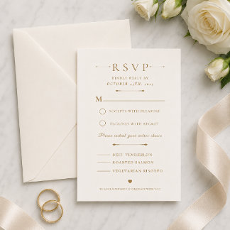 Goldene Minimal-Look-Hochzeits-RSVP-Karte RSVP Karte