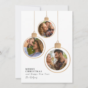 Goldene minimalistische Foto-Collage-Familien-Weih Einladung