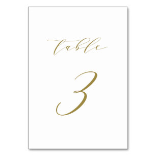 Goldene minimalistische Schrift Hochzeit Tisch Num Tischnummer