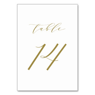 Goldene minimalistische Schrift Hochzeit Tisch Num Tischnummer