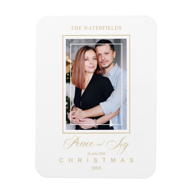 Goldene Minimalistische Weihnachtsfamilie Magnet (Vertikal)