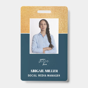 Goldene Mitarbeiter-Foto-Name- und Logoschul-ID-Ka Ausweis