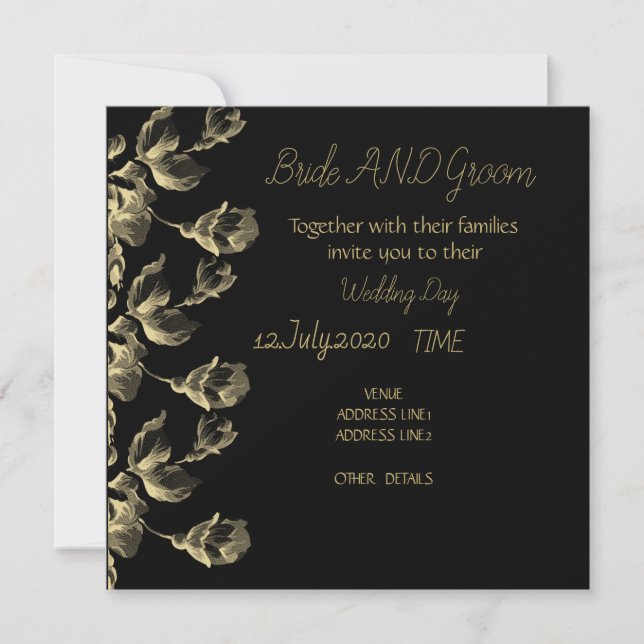 Goldene, moderne, elegante Hochzeit Einladung (Vorderseite)