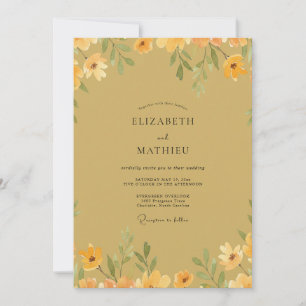 Goldene Mohnblätter Hochzeit Einladung