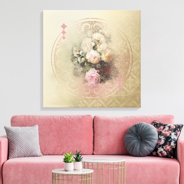 Goldene Momente - überzogene Canvas Leinwanddruck (Insitu (Wohnzimmer))