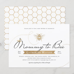 Goldene Mommy to Bee Baby Shower Einladung