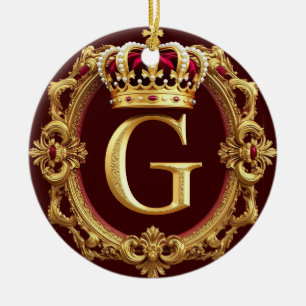 🌸 Goldene Monogramm G Royal Klassische Wohndekora Keramik Ornament
