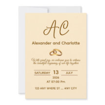 Goldene Monogramm-Hochzeitseinladung