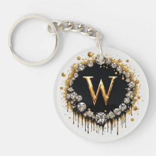 Goldene Monogramm-Initiale W Geschenk für Sie Schlüsselanhänger