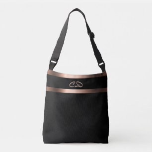 Goldene Monogramm-Initialen der Black Rose Tragetaschen Mit Langen Trägern
