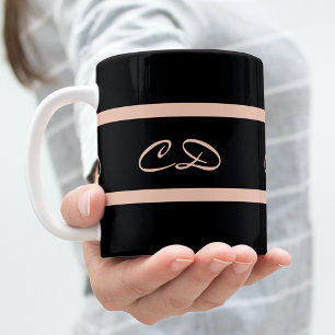Goldene Monogramm-Initialen der Schwarzen Rose Kaffeetasse