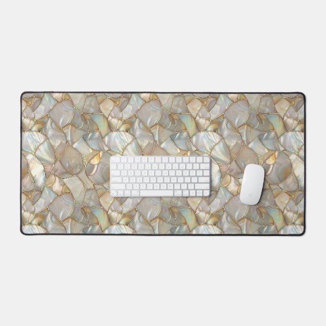 Goldene Mosaikmutter im Pearl-Stil Schreibtischunterlage (Tastatur & Maus)