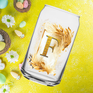 Goldene Motive Monogramm Buchstabe F Dosenglas